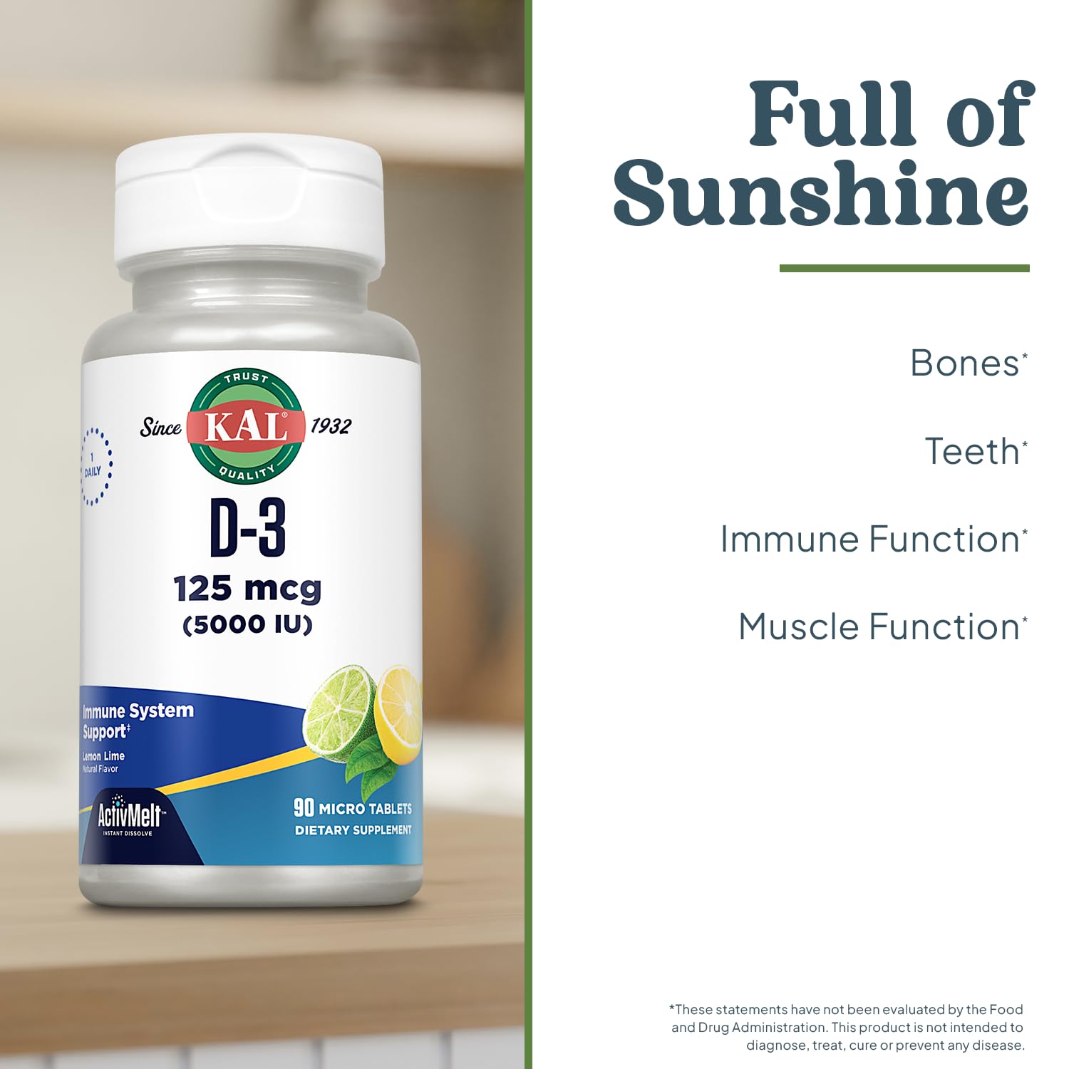 Vitamin D-3 ActivMelt 5000 IU packaging and label