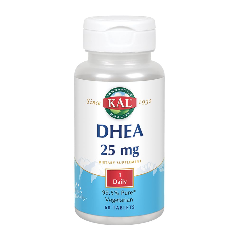 KAL DHEA Vegetarian Tablets 25 mg 60 count – front view bottle