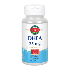 KAL DHEA Vegetarian Tablets 25 mg 60 count – front view bottle