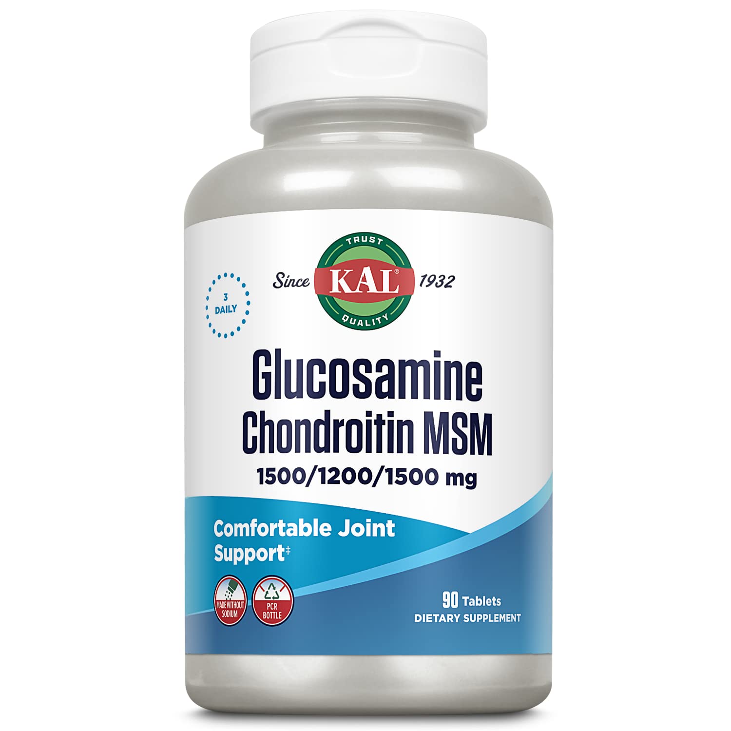 Kal Glucosamine Chondroitin MSM bottle - front