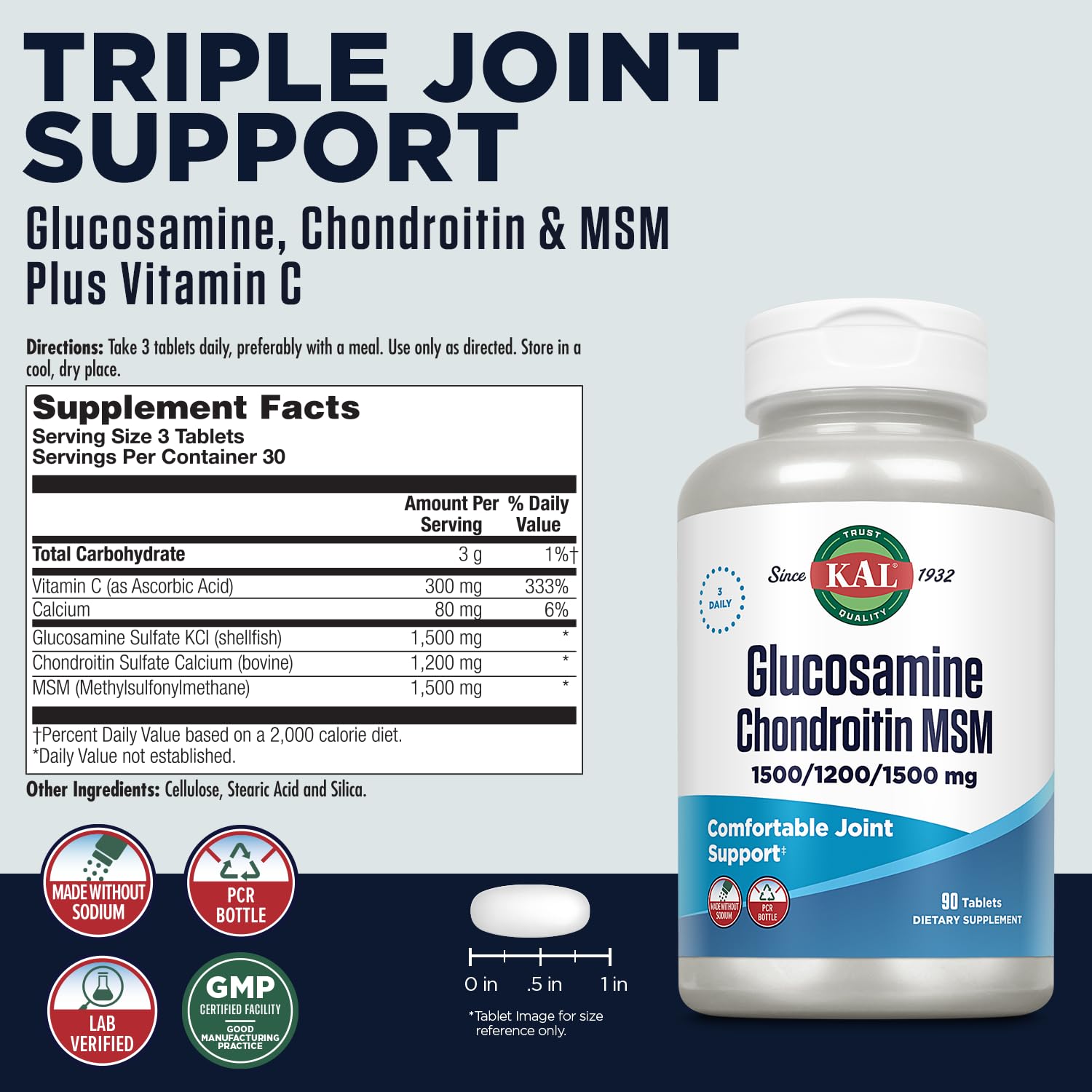 Glucosamine Chondroitin MSM tablets close-up