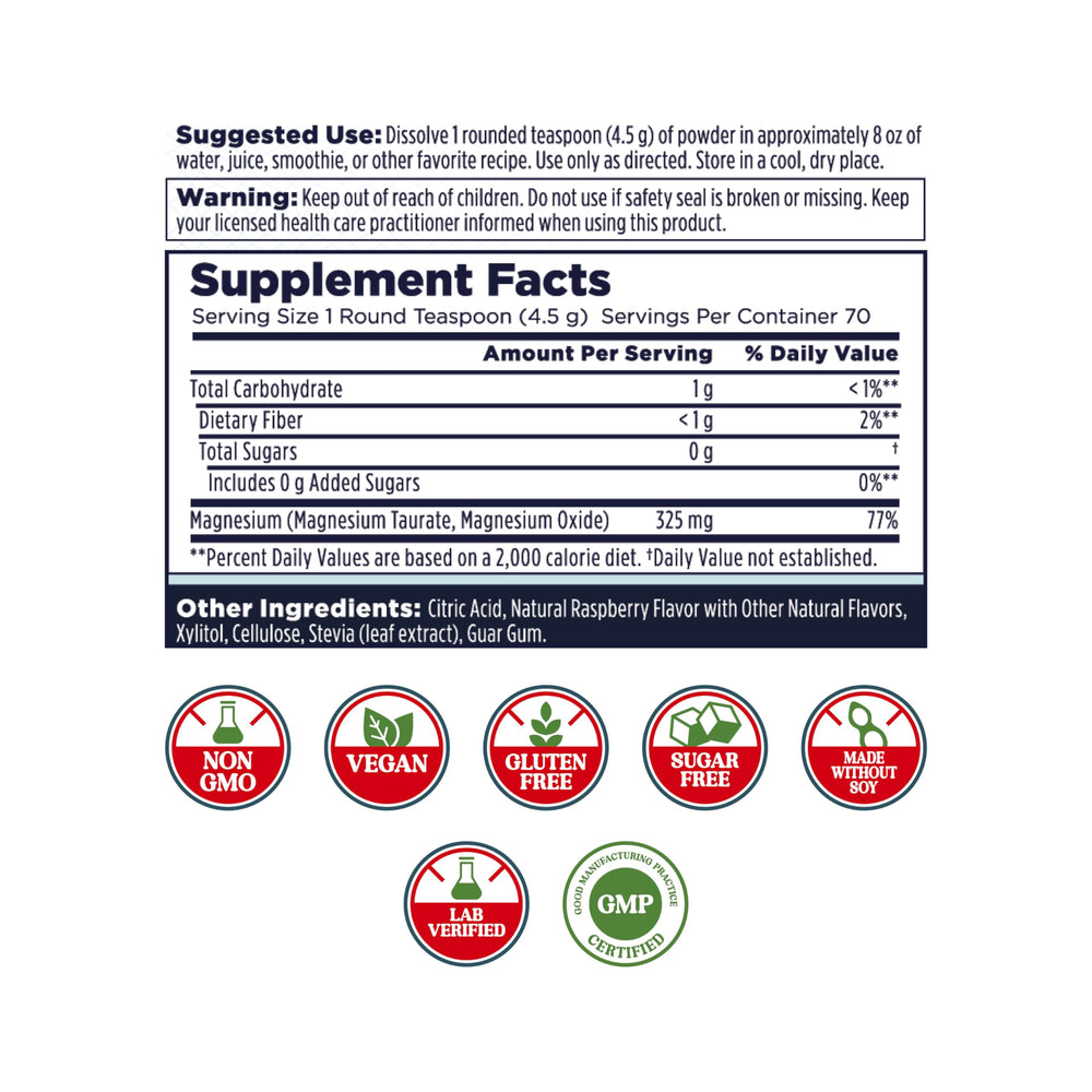 Close-up of KAL Heart Magnesium Powder label