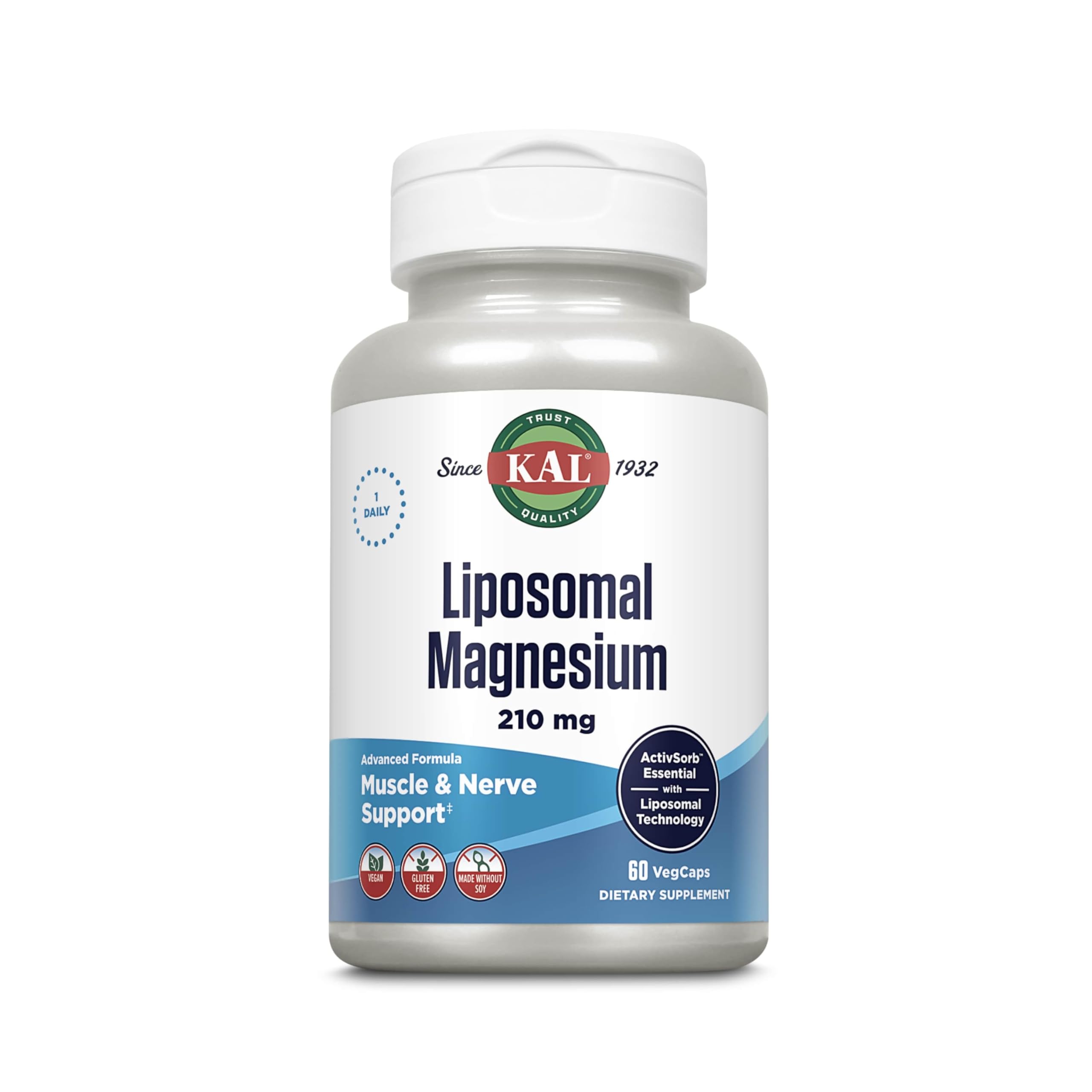 KAL Liposomal Magnesium Oxide 210 mg bottle label