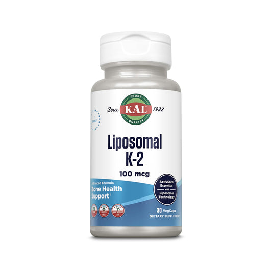 KAL Liposomal Vitamin K2 MK7 100 mcg bottle with 30 vegan capsules
