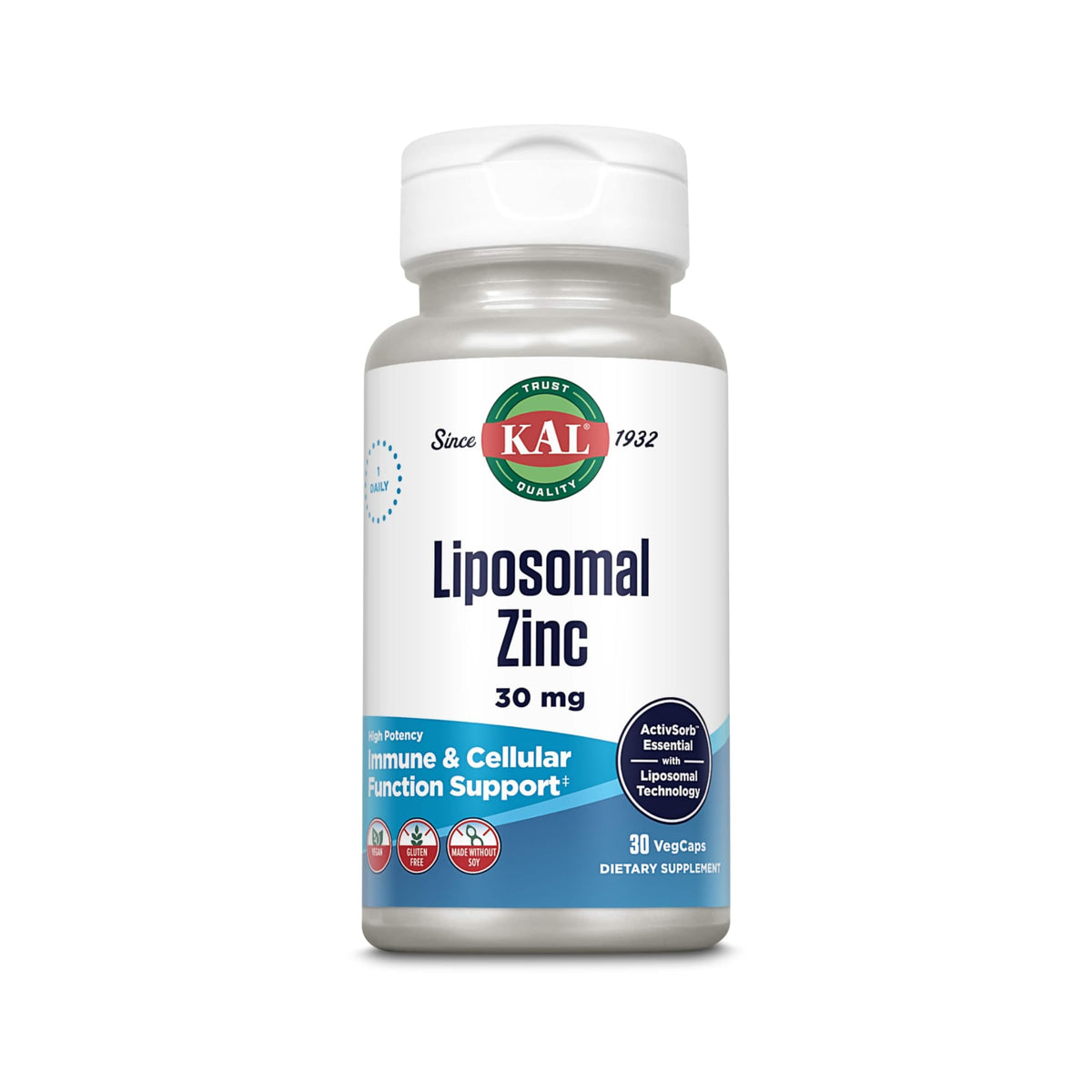 KAL Liposomal Zinc 30mg bottle with label