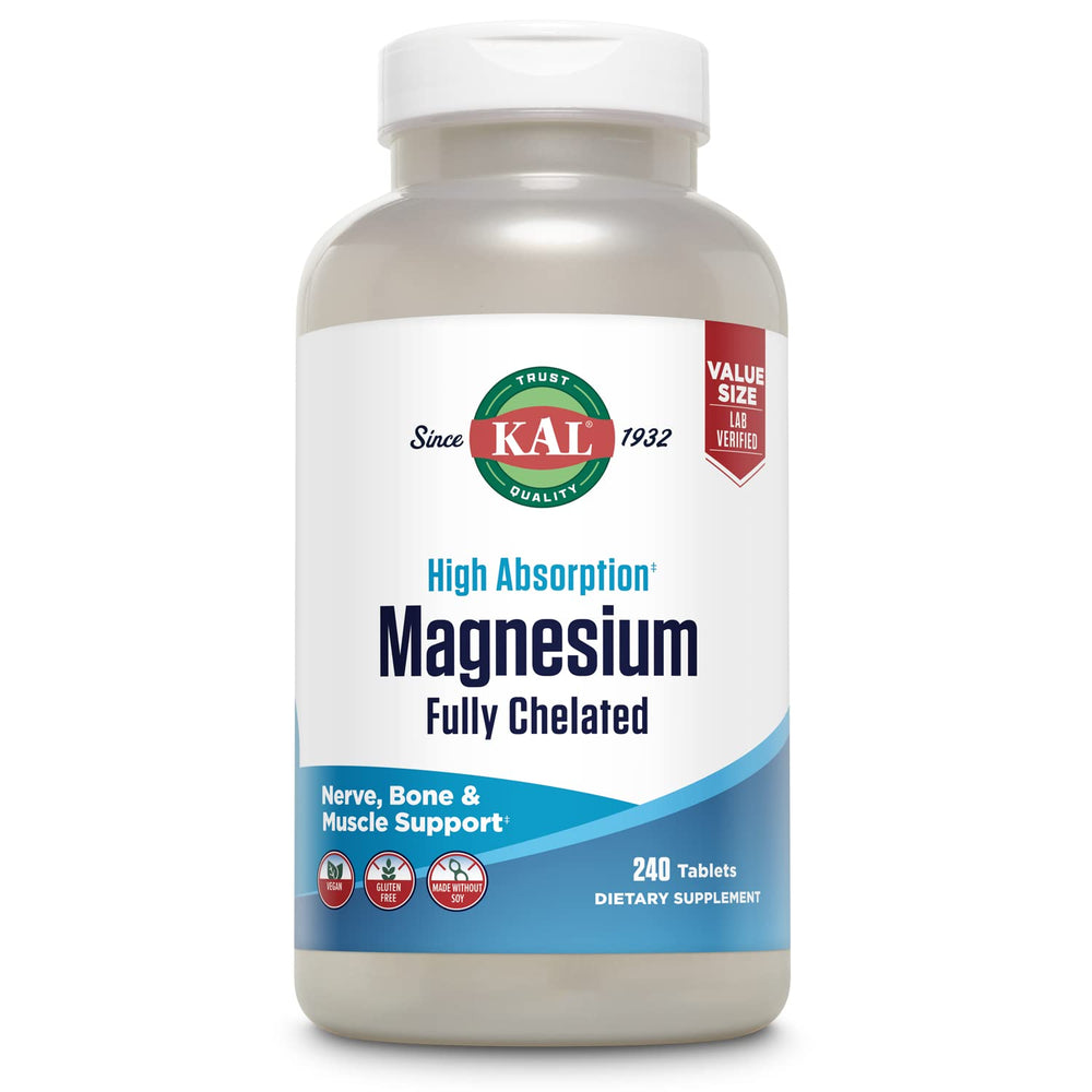 KAL Magnesium Glycinate 240-tablet bottle label