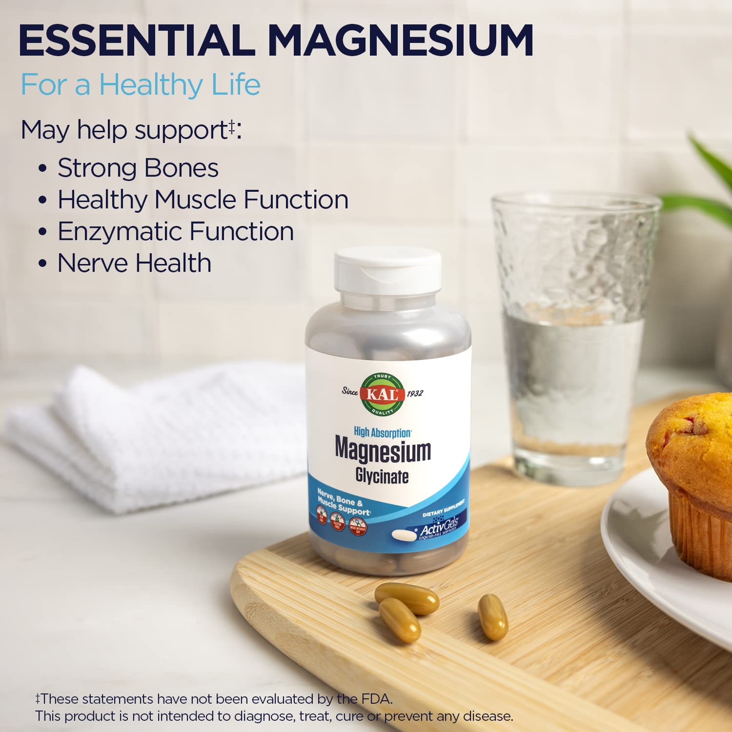 Ingredients panel for KAL Magnesium Glycinate ActivGels