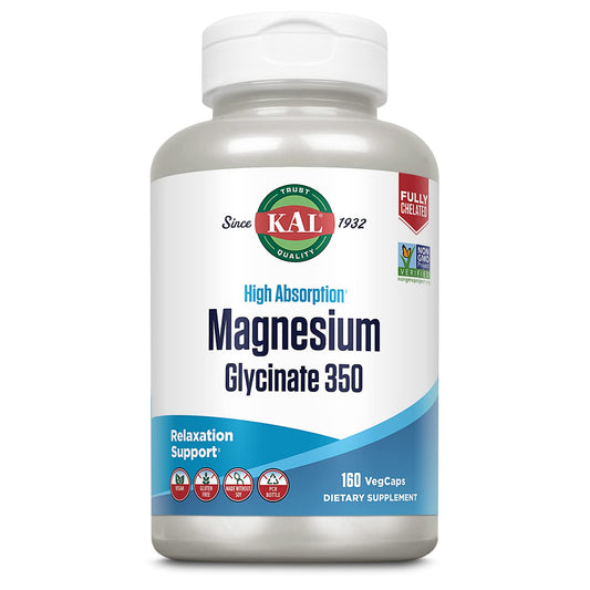 KAL Magnesium Glycinate Capsules bottle front view