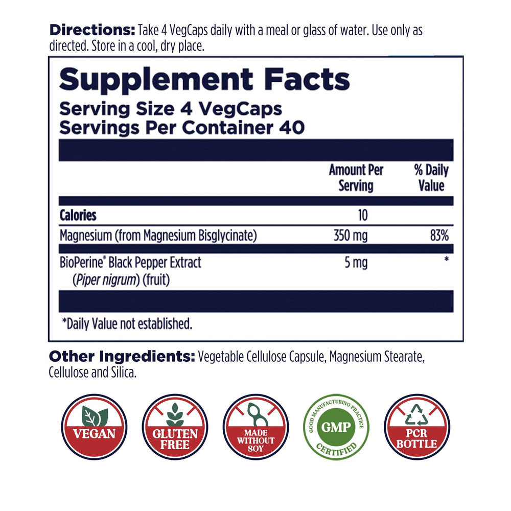 Close-up of KAL magnesium glycinate capsules