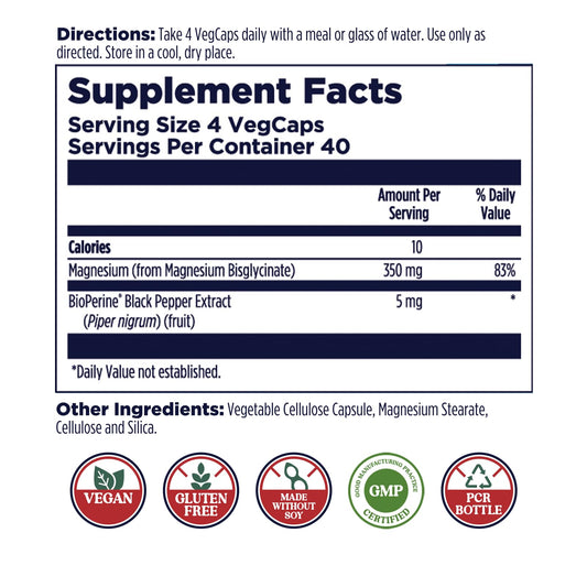 Close-up of KAL magnesium glycinate capsules