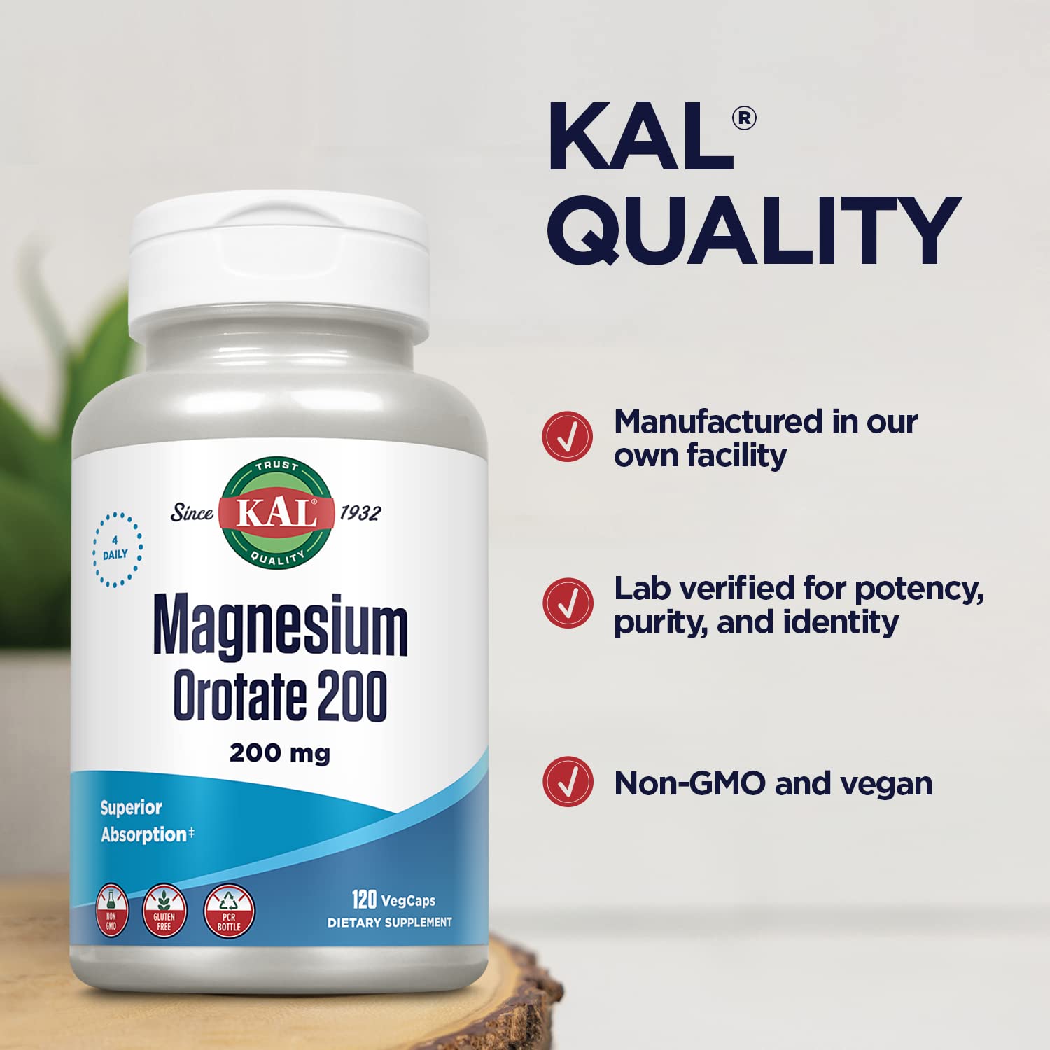 KAL Magnesium Orotate 200 mg ingredients panel