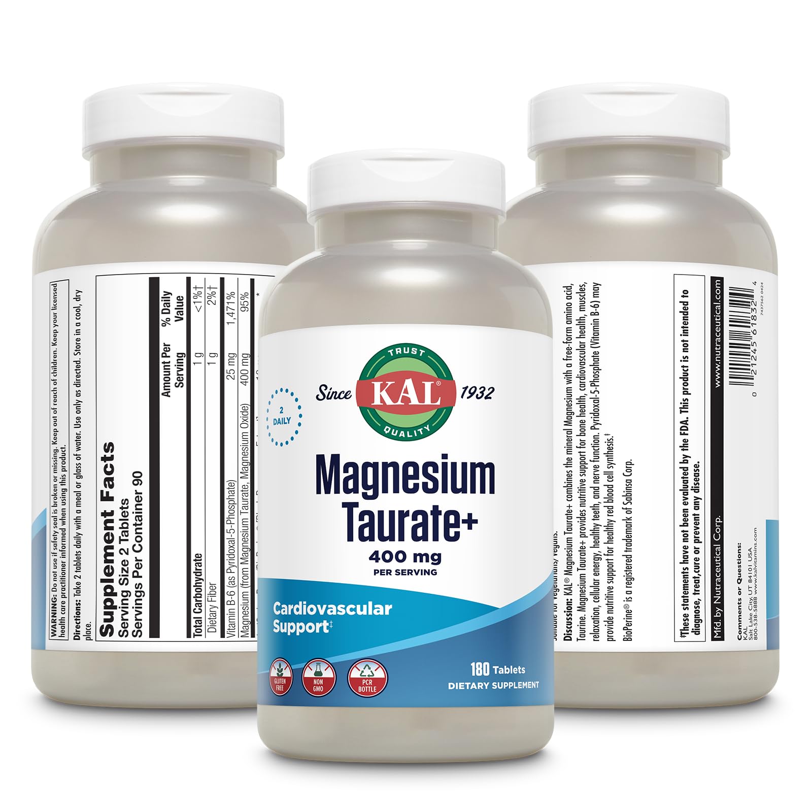 KAL Magnesium Taurate Plus with 25mg Coenzyme Vitamin B6