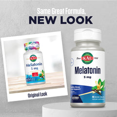 Label showing Melatonin 5 mg and ingredients