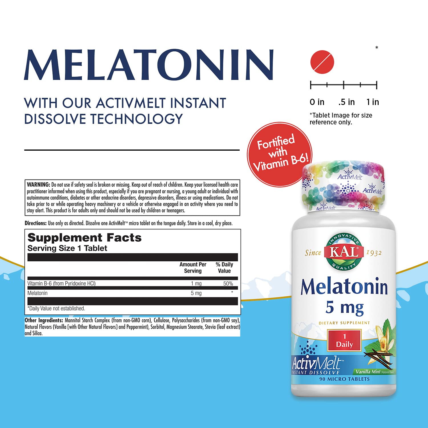 Natural Vanilla Mint flavor Melatonin tablets