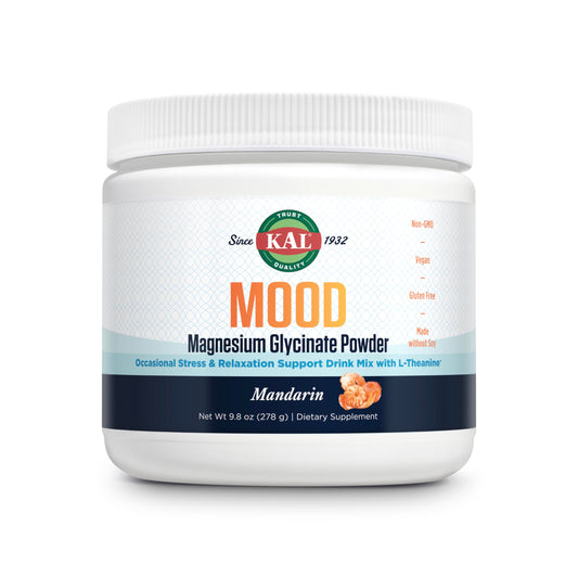 Front view of KAL Mood Magnesium Powder Mandarin canister