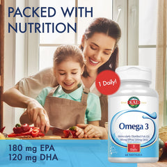 Nutrition label highlighting EPA 180 mg and DHA 120 mg per serving