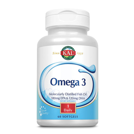 KAL Omega-3 180/120 bottle front with 60 softgels