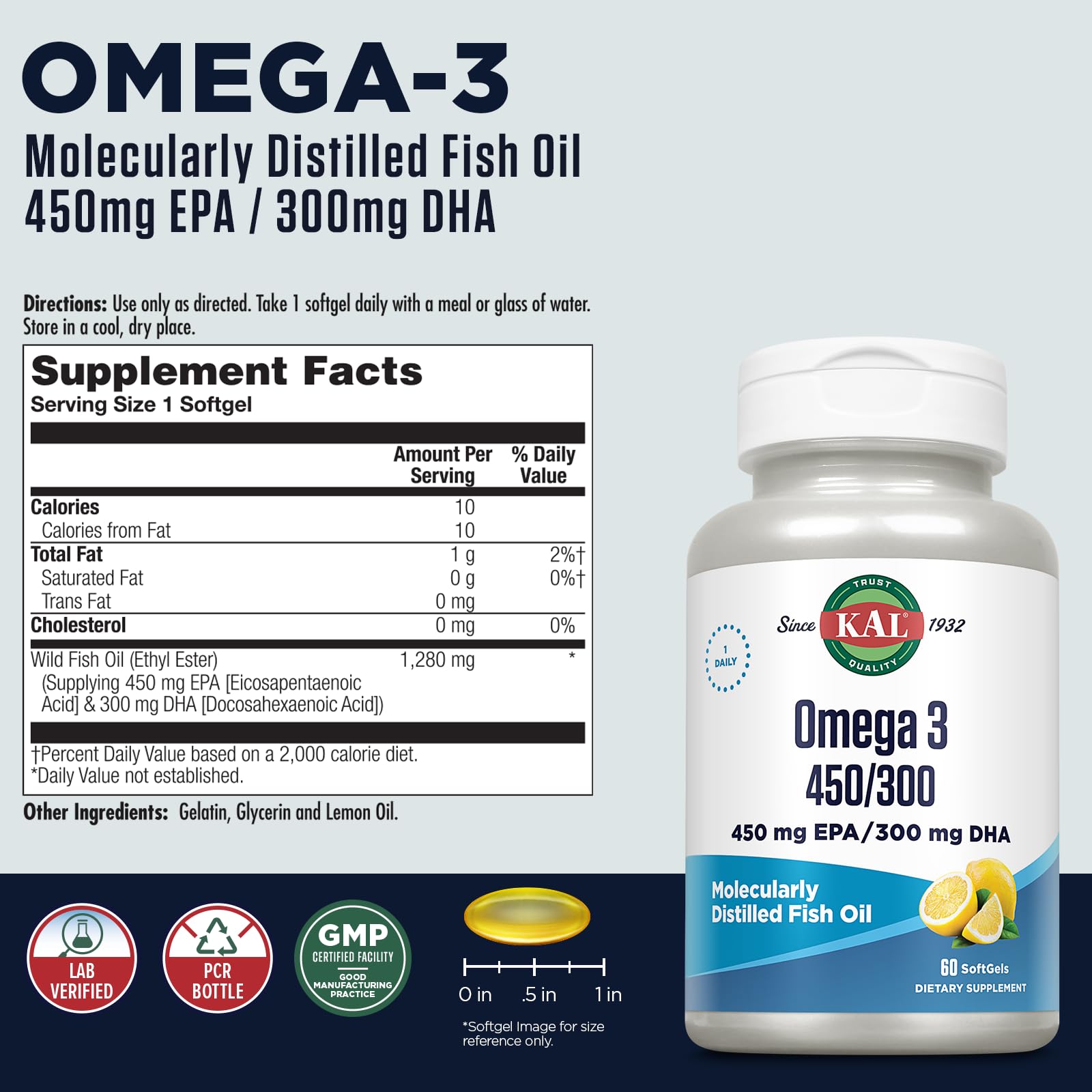 Close-up of lemon-flavored omega-3 soft gels