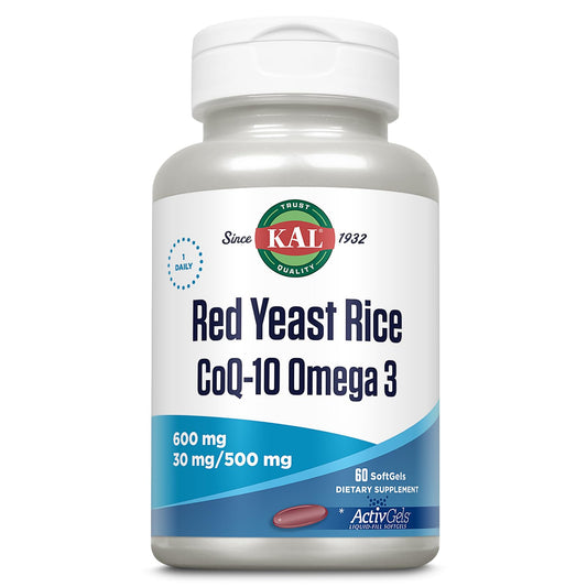 KAL Red Yeast Rice COQ10 Omega 3 soft gel bottle front view