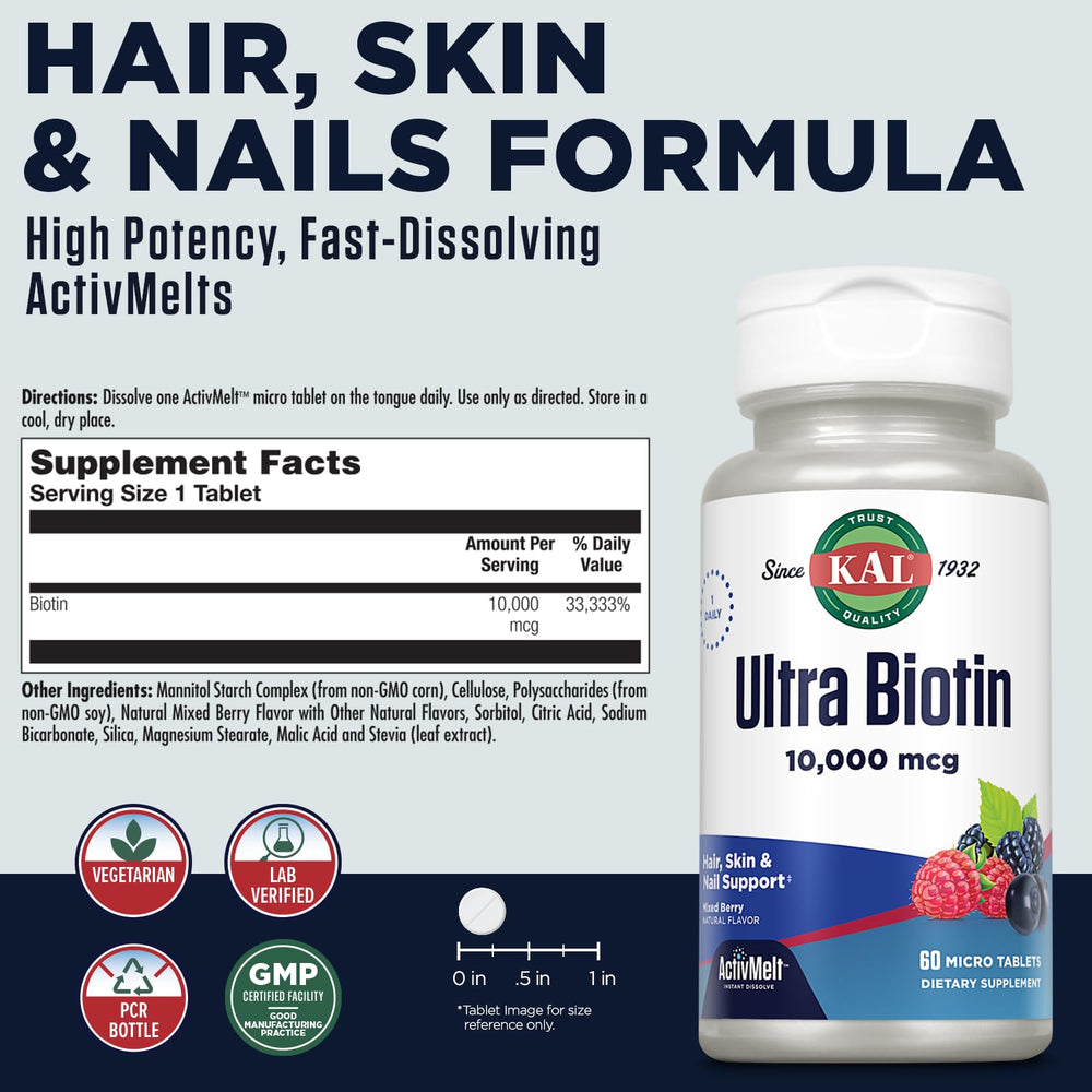 Biotin 10000 mcg ActivMelt label close-up