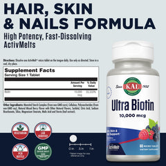 Biotin 10000 mcg ActivMelt label close-up