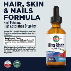 Front label of KAL Ultra Biotin DropIns bottle