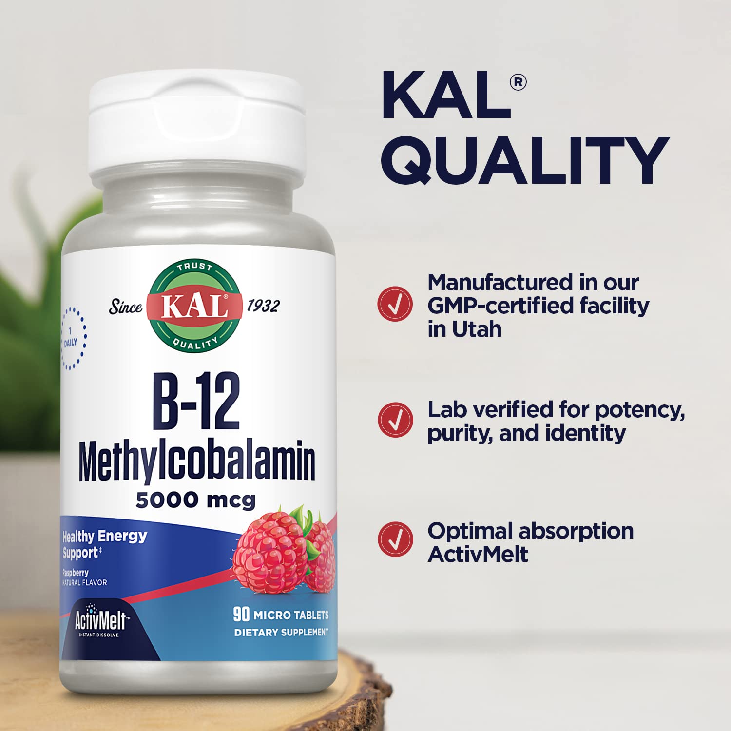Natural raspberry flavored ActivMelt tablet dissolving in mouth