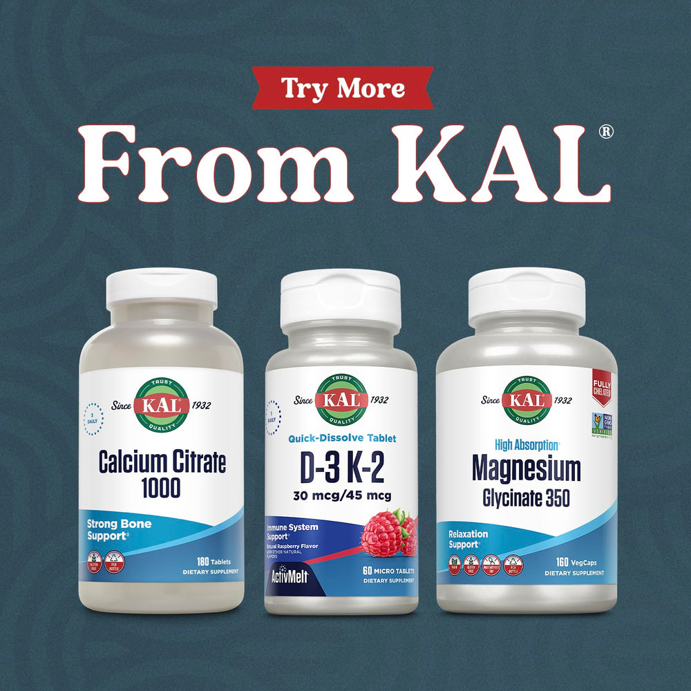 Ingredients panel for KAL Vitamin D3 K2 ActivMelts