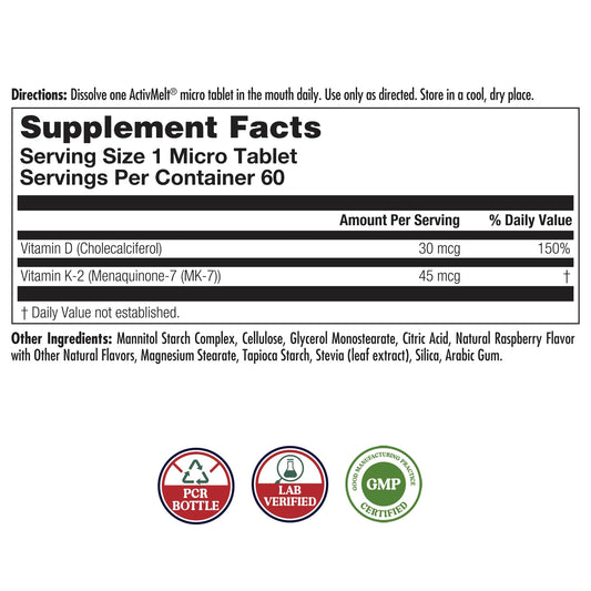 Close-up of raspberry ActivMelts dissolvable tablet