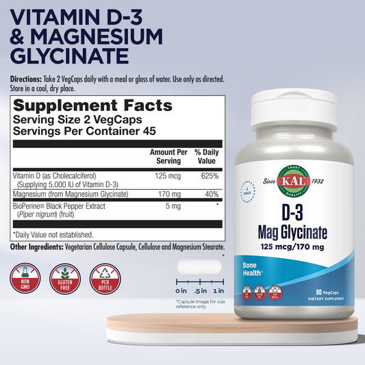 Close-up of Vitamin D3 and Magnesium Glycinate ingredients