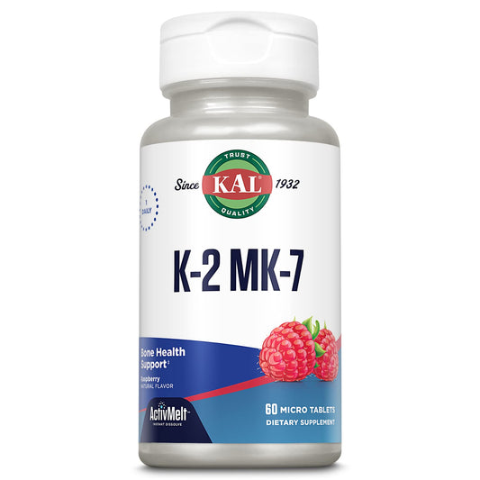 KAL Vitamin K2 MK7 ActivMelt bottle with raspberry flavor