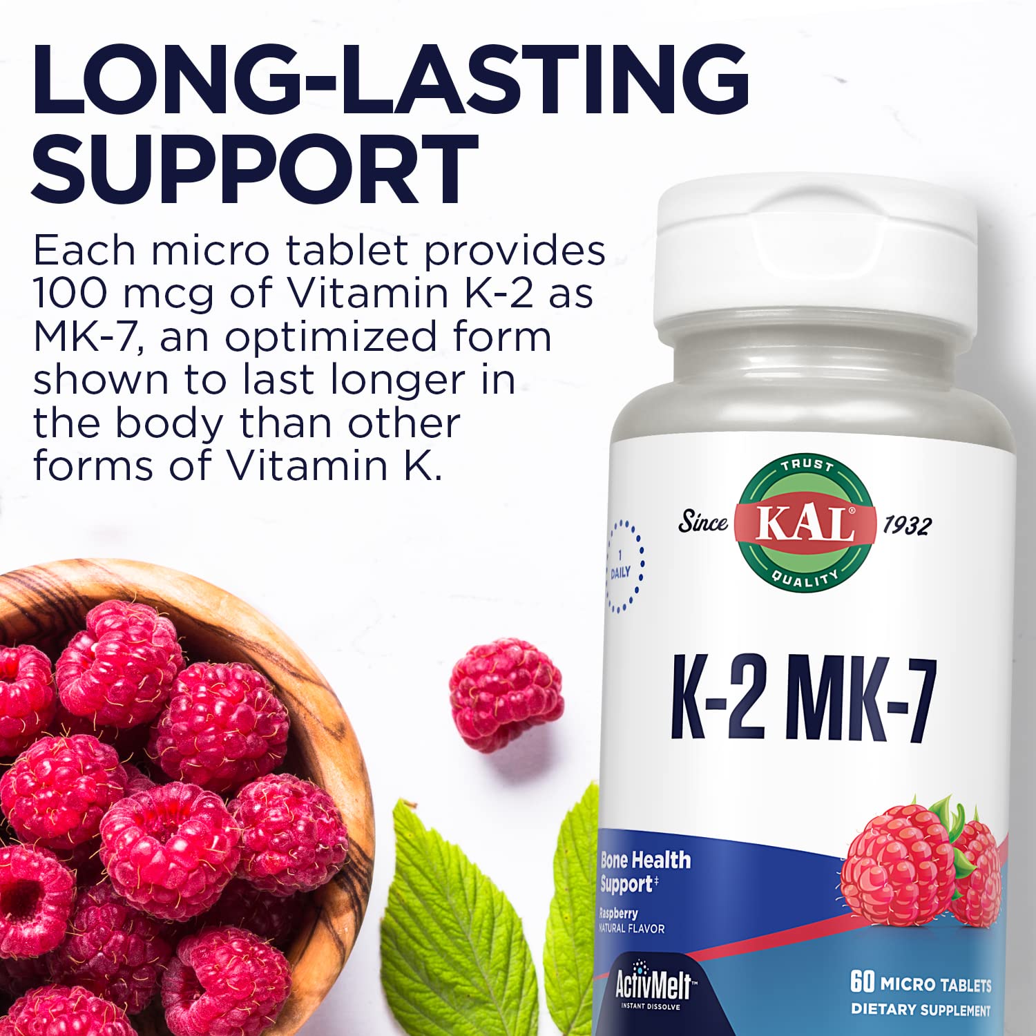 Natural raspberry flavor accent on bottle