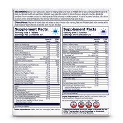 Close-up of the AM/PM label on the KAL multivitamin bottle