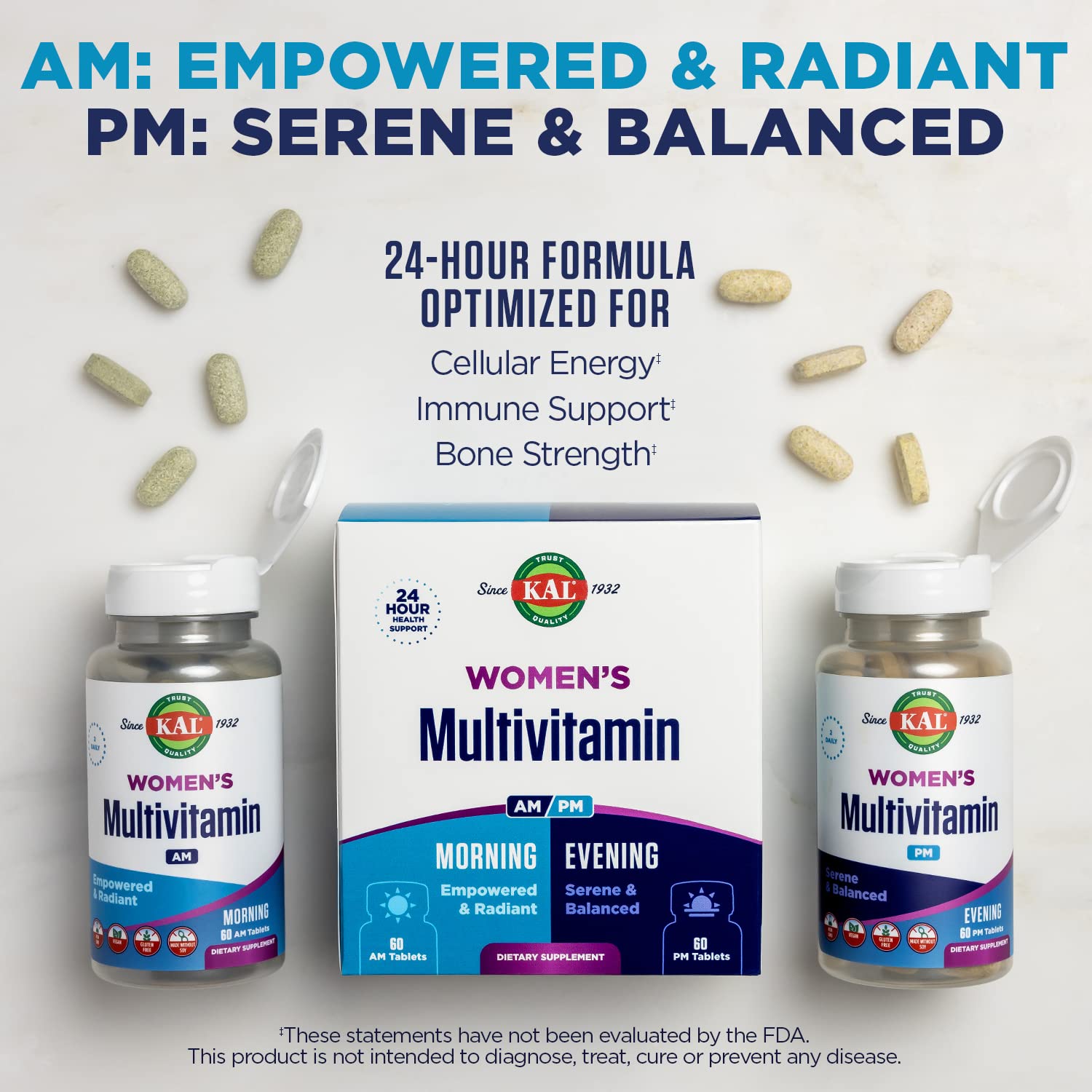 Label design featuring spirulina and ashwagandha imagery