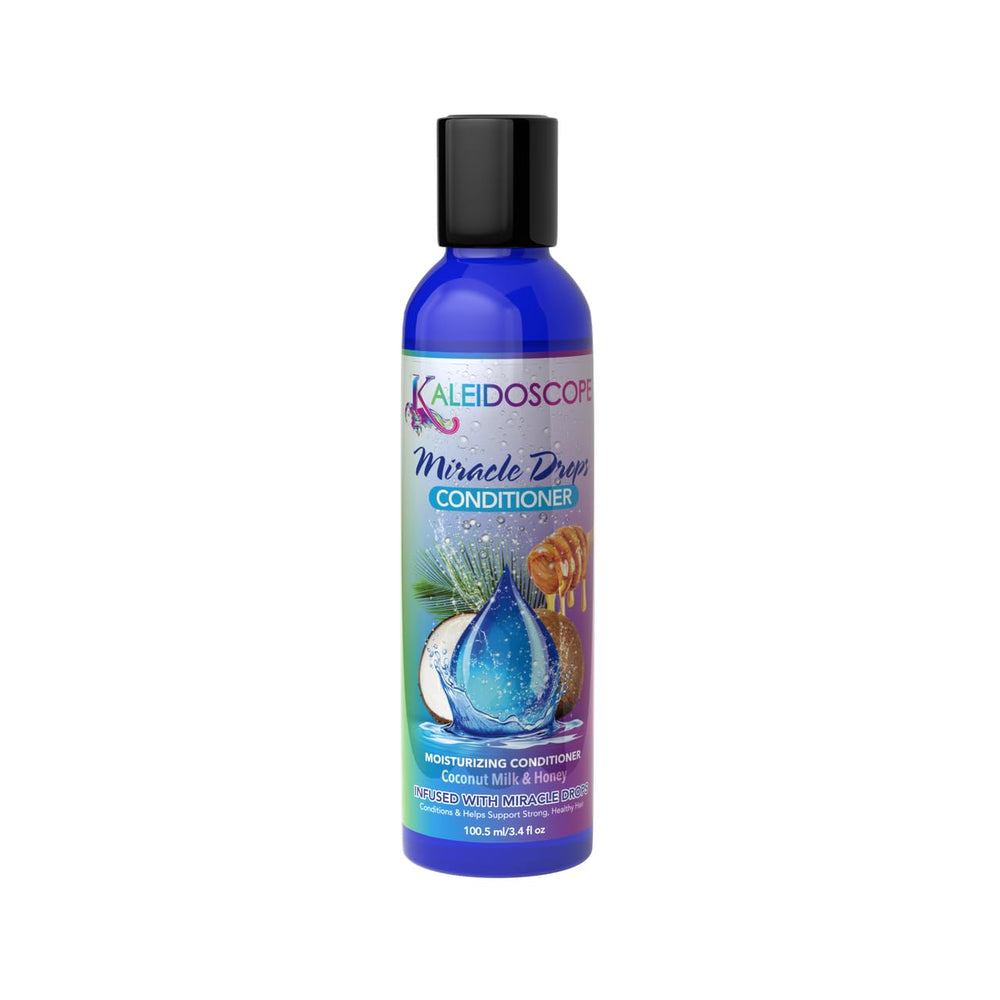 Kaleidoscope Miracle Drops Conditioner bottle supports detangling and lightweight moisture.