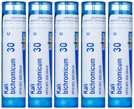 Boiron Kali Bichromicum 30C pellets bottle and packaging (Pack of 5)