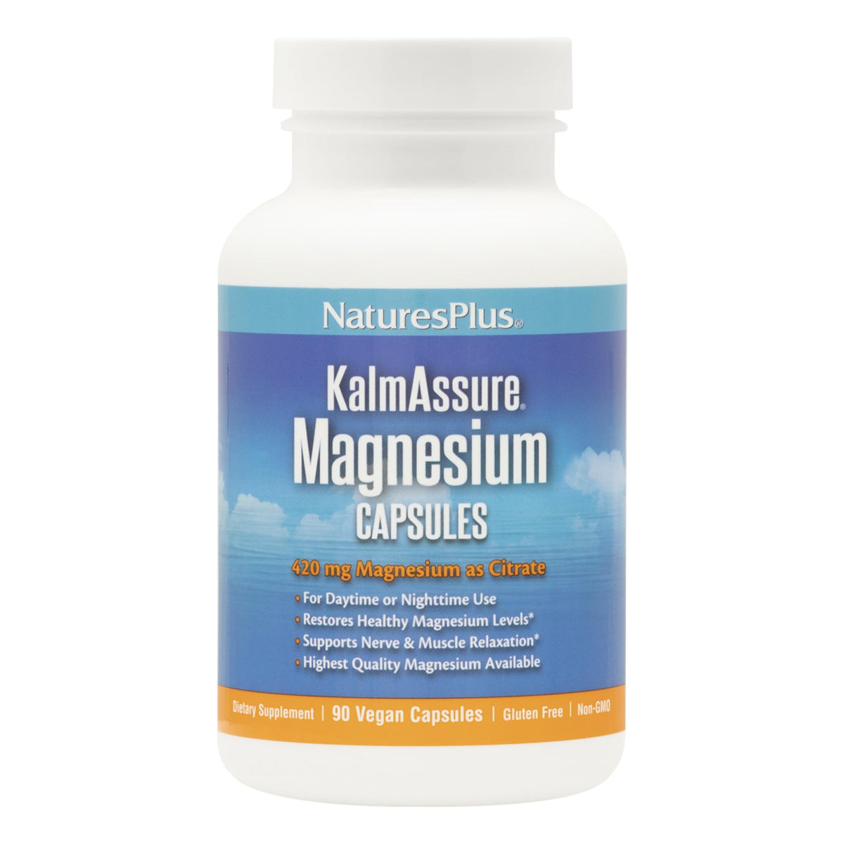 Natures Plus KalmAssure Magnesium bottle label — 400 mg per capsule