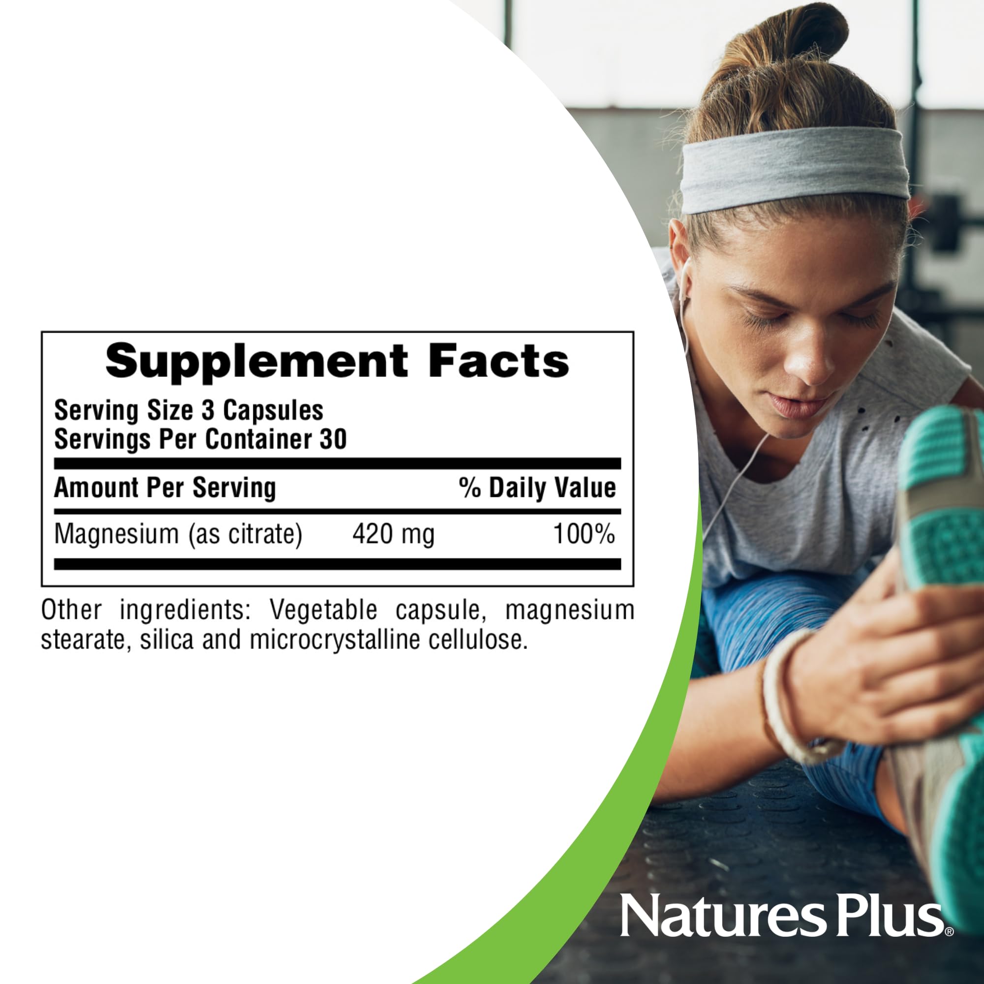 Nutrition facts panel on KalmAssure Magnesium bottle