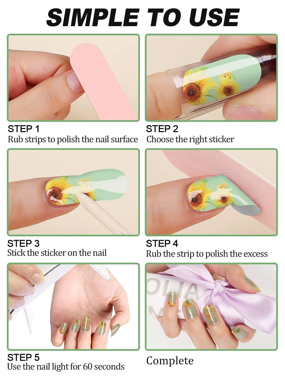 Kalolary Daisy nails under LED/UV lamp during cure