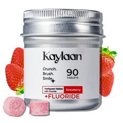 Kalyaan Kids Fluoride Toothpaste Tablets in Strawberry flavor - 90 count