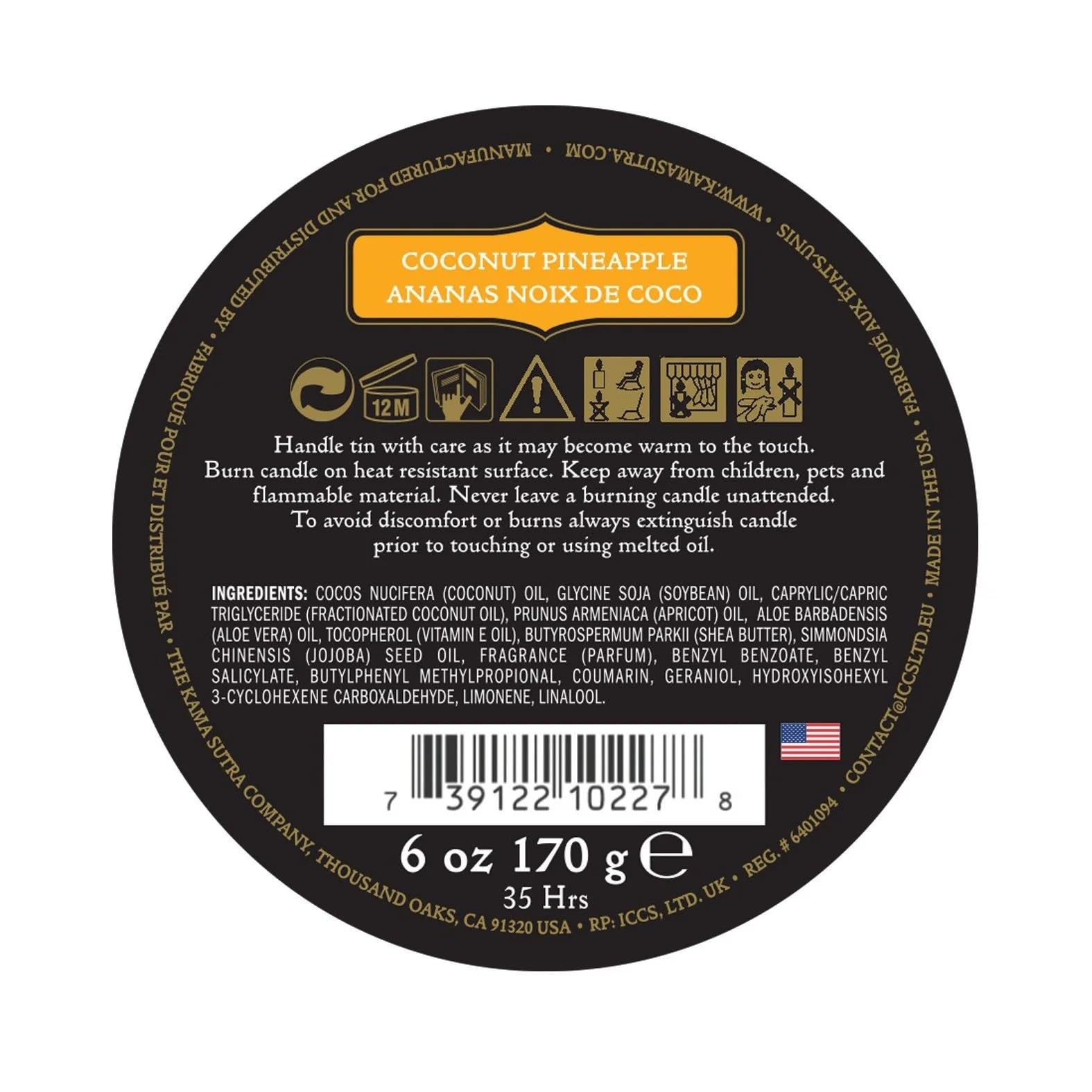 Coconut Pineapple massage candle melting into oil for massage