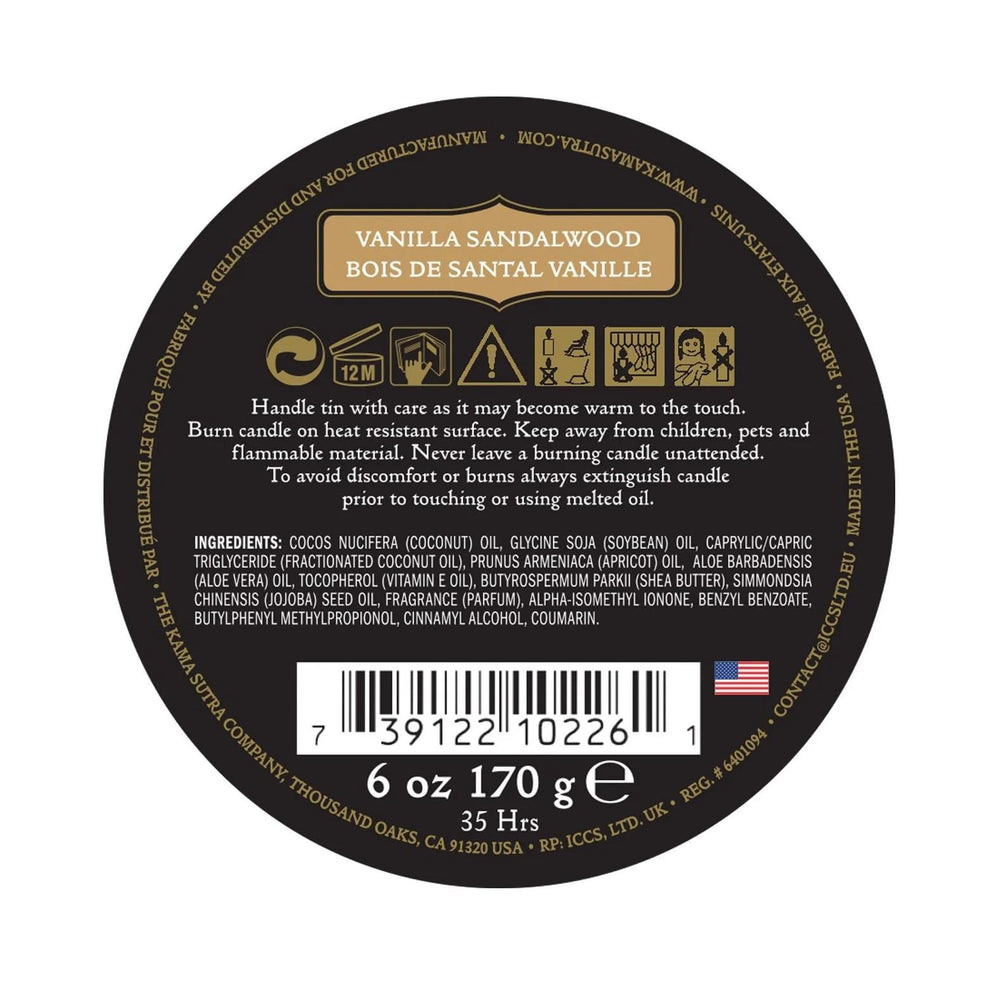 Close-up of Tahitian Sandalwood massage candle melting into oil