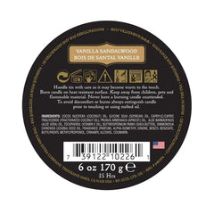 Close-up of Tahitian Sandalwood massage candle melting into oil