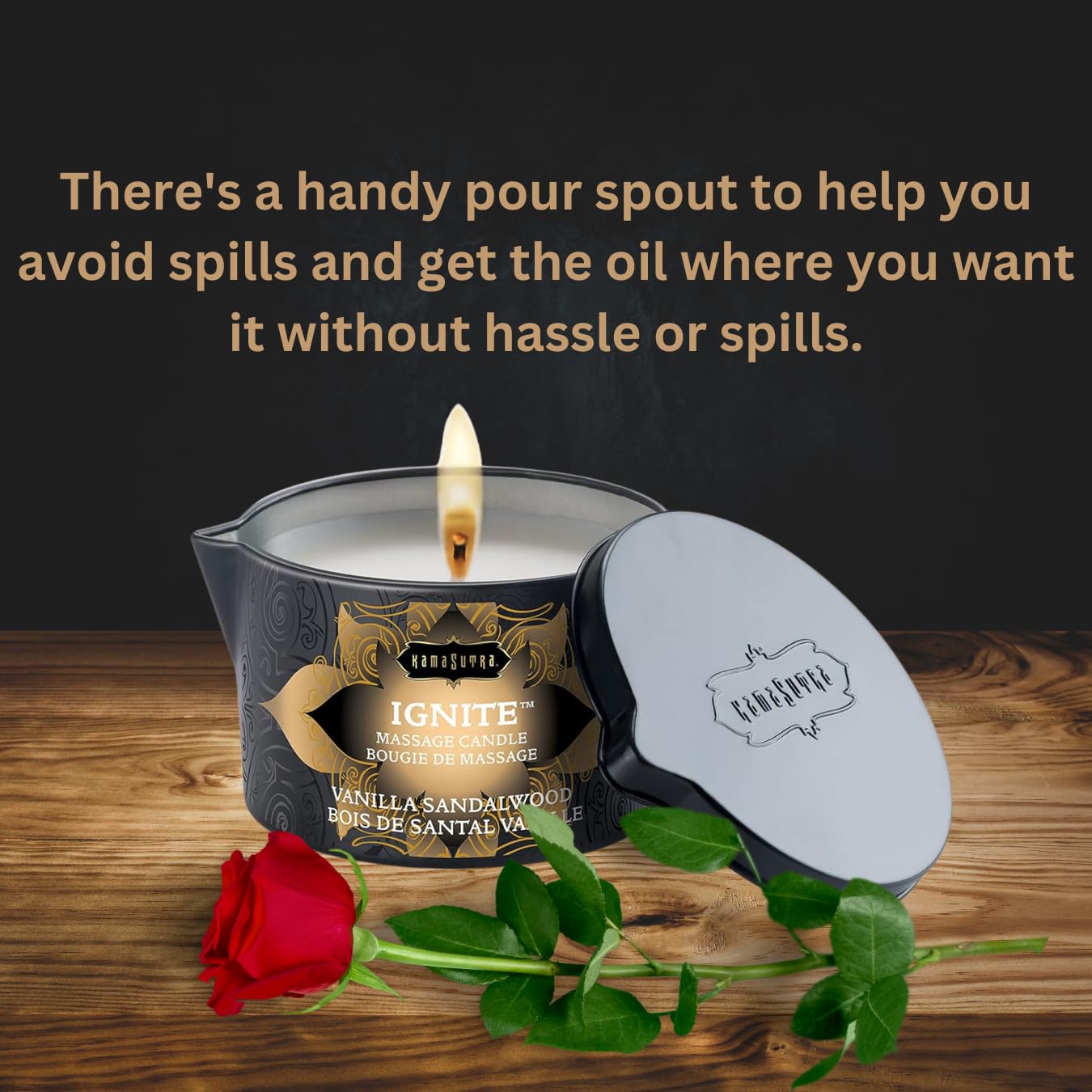 Hydrating massage oil applied to skin after candle