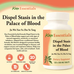 Close-up of Kan Herb blend promoting circulation and emotional balance in pets