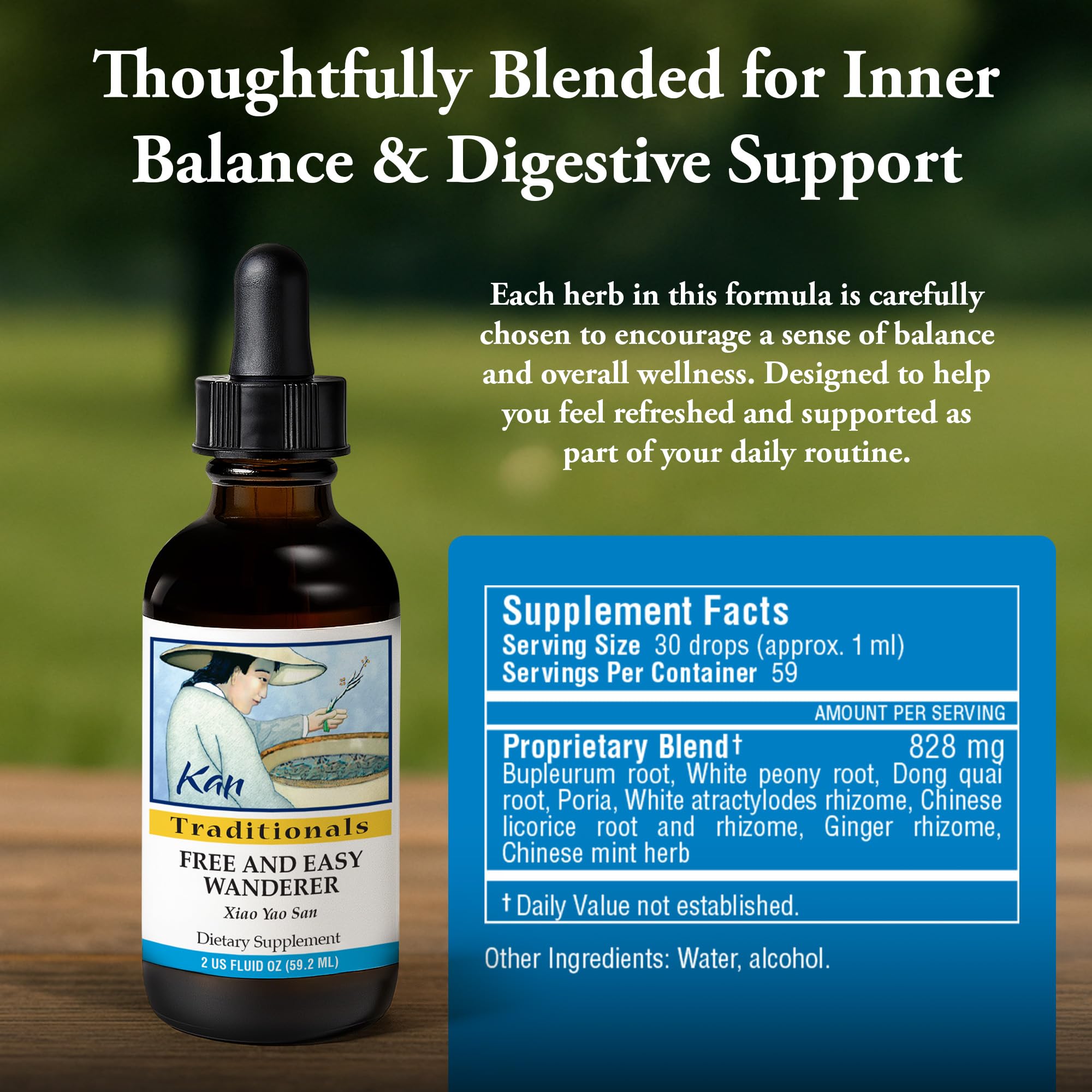 Ingredients list for Wanderer 2 oz by Kan Herbs