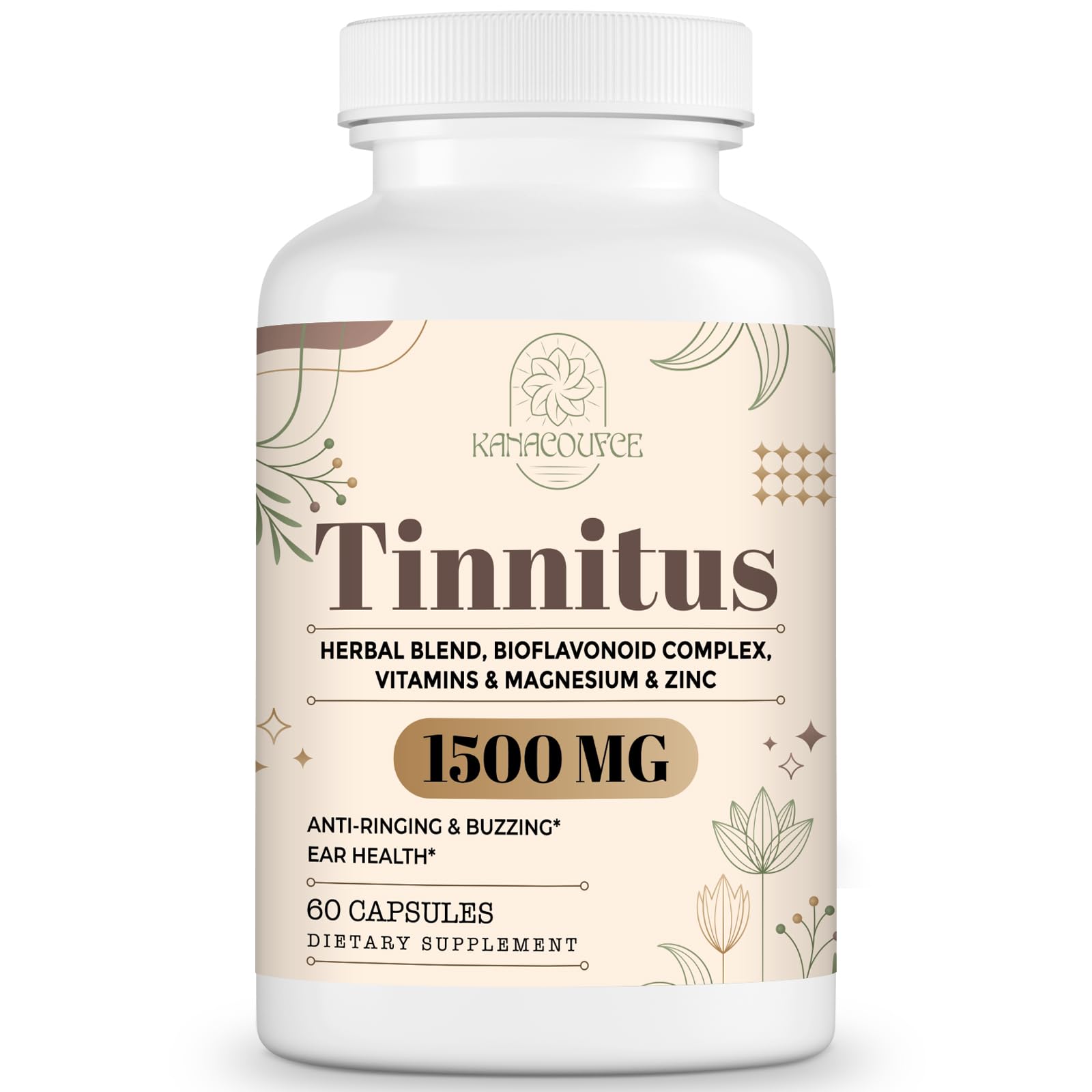 Bottle of Kanacoufce 1500mg tinnitus supplement