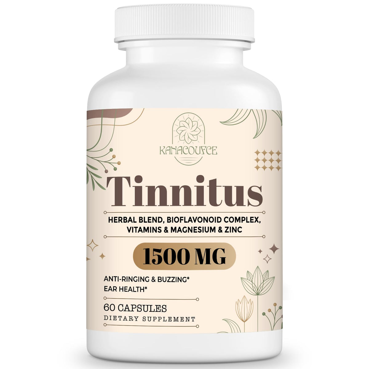 Bottle of Kanacoufce 1500mg tinnitus supplement