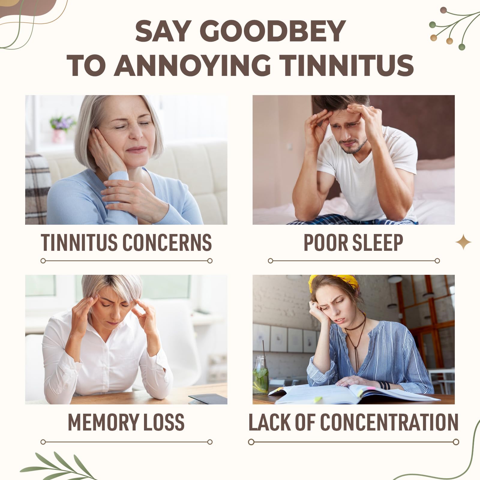 Lifestyle shot showing usage concept for tinnitus relief