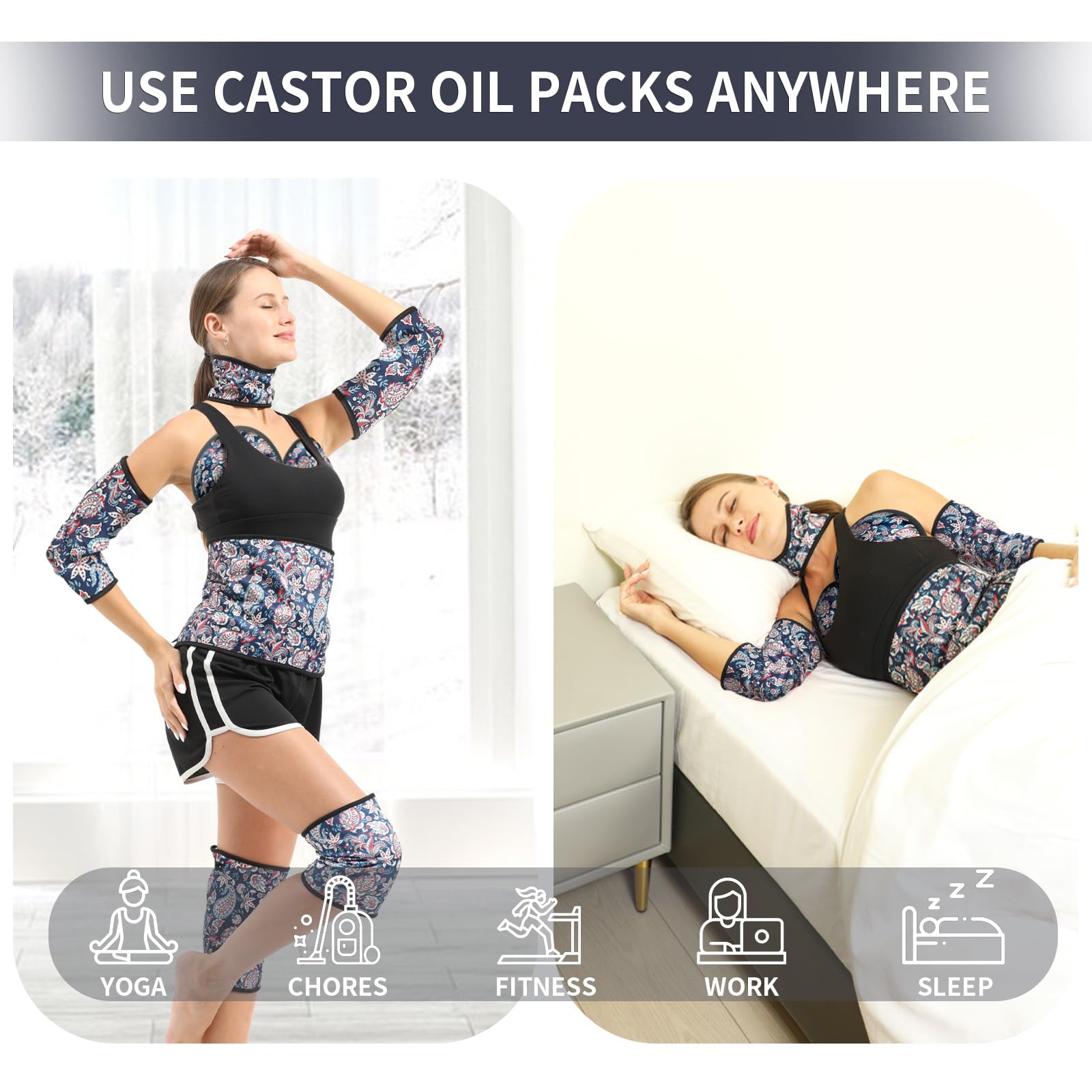 Adjustable elastic straps and zipper pouch for hot/cold packs
